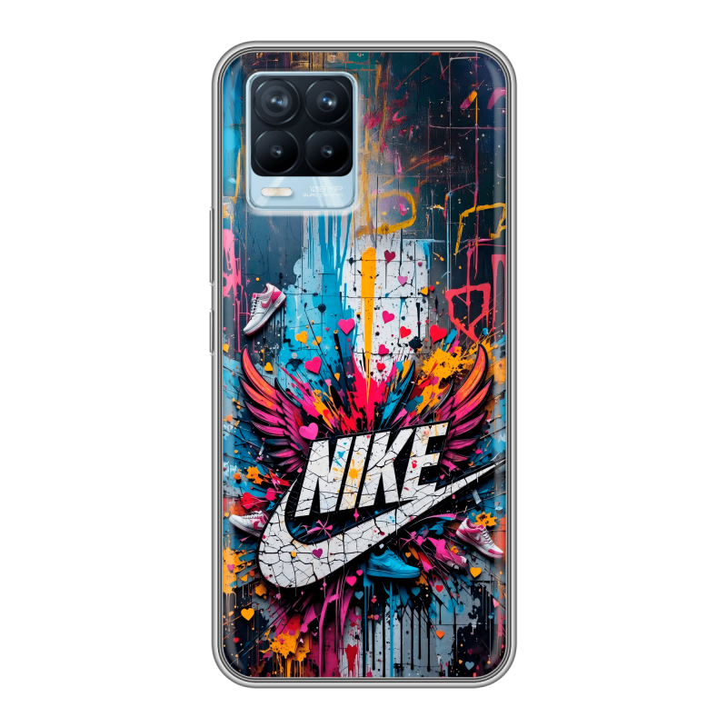 Силиконовый противоударный чехол на Realme 8 с принтом Nike Найк Силиконовый противоударный чехол на Realme 8 с принтом Nike Найк