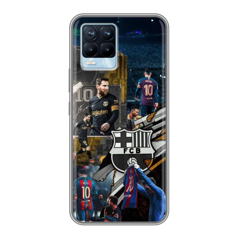 Силиконовый противоударный чехол на Realme 8 с принтом Messi Barcelona Силиконовый противоударный чехол на Realme 8 с принтом Messi Barcelona
