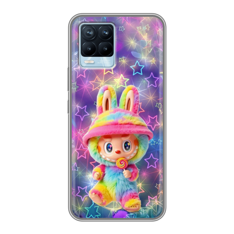 Силиконовый противоударный чехол на Realme 8 с принтом Labubu Лабубу Силиконовый противоударный чехол на Realme 8 с принтом Labubu Лабубу