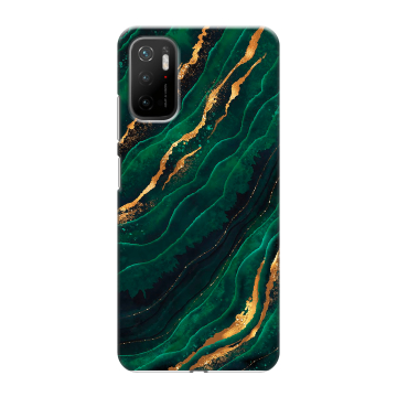 Силиконовый чехол на Xiaomi Poco M3 Pro с принтом Мрамор зеленое золото Силиконовый чехол на Xiaomi Poco M3 Pro с принтом Мрамор зеленое золото