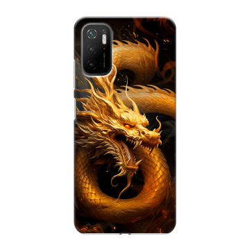 Силиконовый чехол на Xiaomi Poco M3 Pro с принтом Золотой дракон