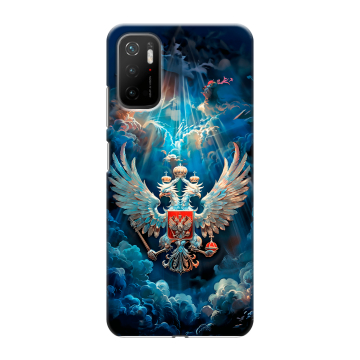 Силиконовый чехол на Xiaomi Poco M3 Pro с принтом Герб флаг России Силиконовый чехол на Xiaomi Poco M3 Pro с принтом Герб флаг России