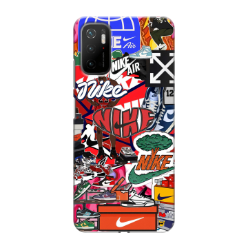 Силиконовый чехол на Xiaomi Poco M3 Pro с принтом Найк Nike яркий Силиконовый чехол на Xiaomi Poco M3 Pro с принтом Найк Nike яркий