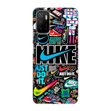 Силиконовый чехол на Xiaomi Poco M3 Pro с принтом найк nike черный