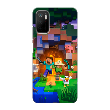 Силиконовый чехол на Xiaomi Poco M3 Pro с принтом Майнкрафт Minecraft