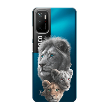 Силиконовый чехол на Xiaomi Poco M3 Pro с принтом Львы