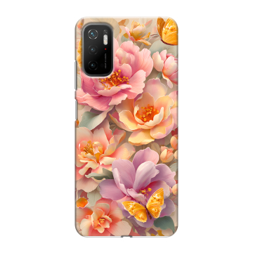Силиконовый чехол на Xiaomi Poco M3 Pro с принтом Цветы и бабочки