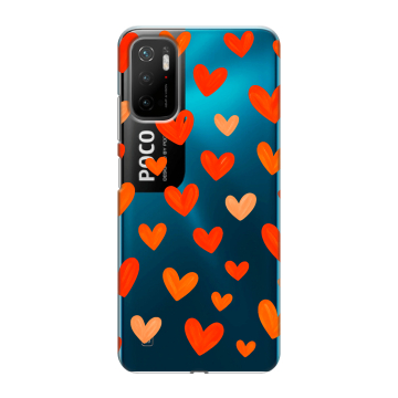 Силиконовый чехол на Xiaomi Poco M3 Pro с принтом Сердечки