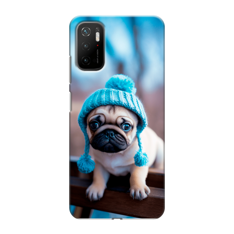 Силиконовый чехол на Xiaomi Poco M3 Pro с принтом Мопс в шапке Силиконовый чехол на Xiaomi Poco M3 Pro с принтом Мопс в шапке