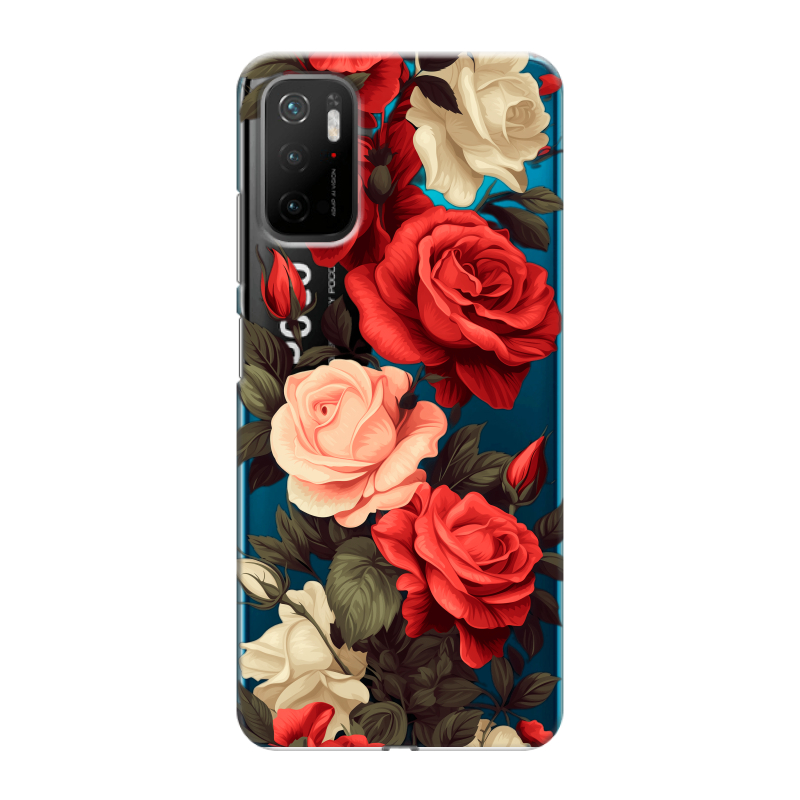 Силиконовый противоударный чехол на Xiaomi Poco M3 Pro с принтом Розы Силиконовый противоударный чехол на Xiaomi Poco M3 Pro с принтом Розы