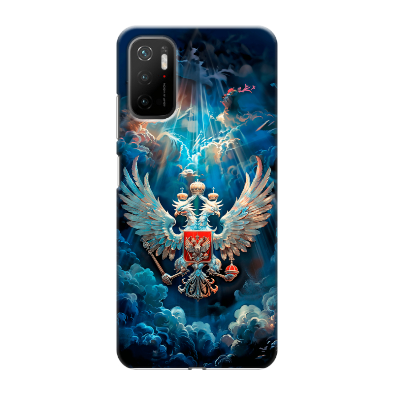 Силиконовый противоударный чехол на Xiaomi Poco M3 Pro с принтом Герб флаг России Силиконовый противоударный чехол на Xiaomi Poco M3 Pro с принтом Герб флаг России