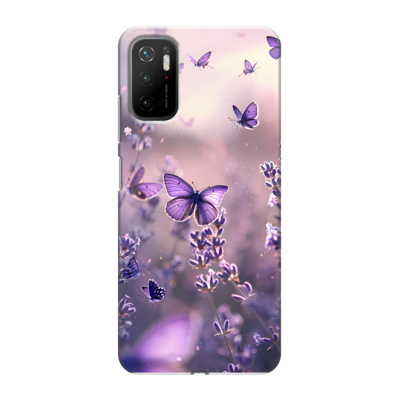 Силиконовый чехол на Xiaomi Poco M3 Pro с принтом бабочки и лаванда Силиконовый чехол на Xiaomi Poco M3 Pro с принтом бабочки и лаванда