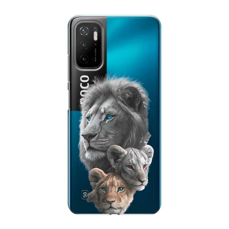 Силиконовый чехол на Xiaomi Poco M3 Pro с принтом Львы Силиконовый чехол на Xiaomi Poco M3 Pro с принтом Львы