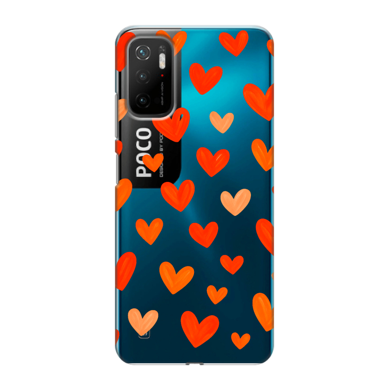 Силиконовый чехол на Xiaomi Poco M3 Pro с принтом Сердечки Силиконовый чехол на Xiaomi Poco M3 Pro с принтом Сердечки
