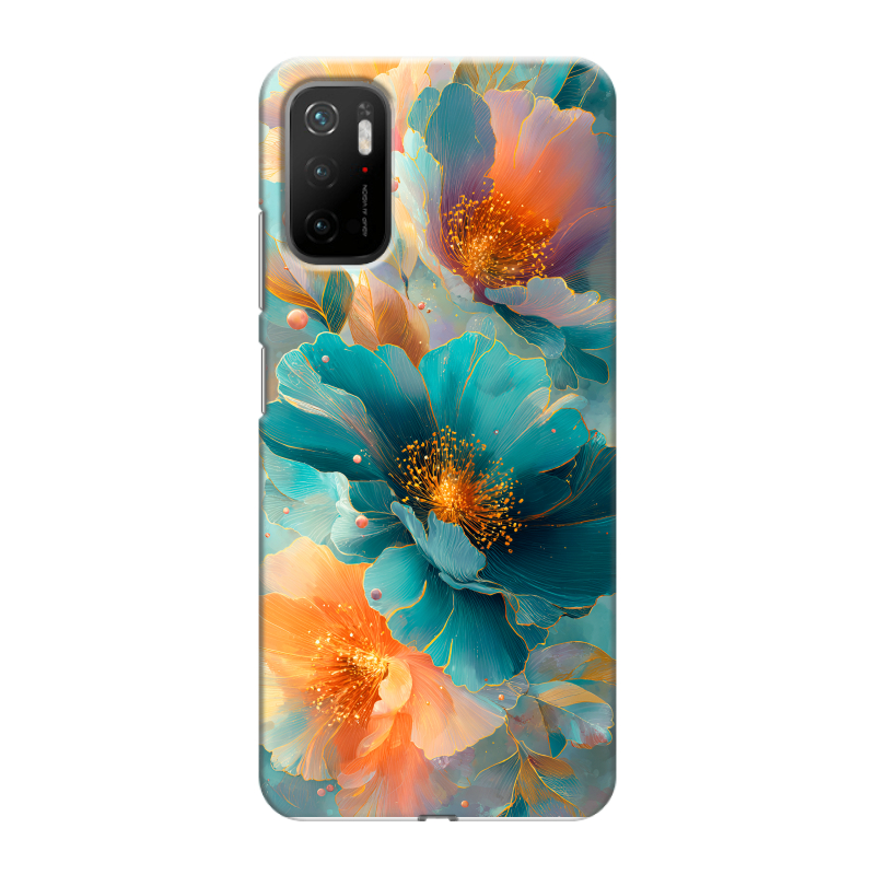 Силиконовый противоударный чехол на Xiaomi Poco M3 Pro с принтом Цветы Силиконовый противоударный чехол на Xiaomi Poco M3 Pro с принтом Цветы