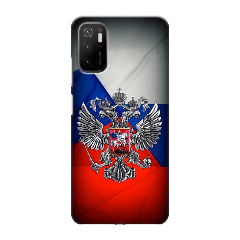 Силиконовый противоударный чехол на Xiaomi Poco M3 Pro с принтом Флаг России Силиконовый противоударный чехол на Xiaomi Poco M3 Pro с принтом Флаг России