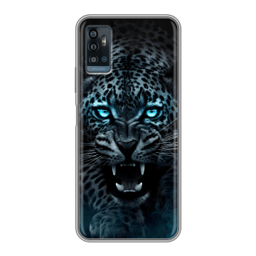 Силиконовый чехол на ZTE Blade A71 с принтом Темный леопард Силиконовый чехол на ZTE Blade A71 с принтом Темный леопард