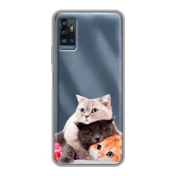 Силиконовый чехол на ZTE Blade A71 с принтом Кошки Силиконовый чехол на ZTE Blade A71 с принтом Кошки