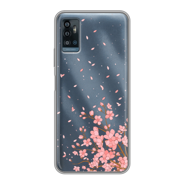 Силиконовый чехол на ZTE Blade A71 с принтом Ветка сакуры