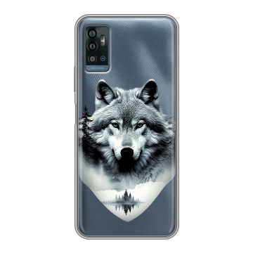Силиконовый чехол на ZTE Blade A71 с принтом Волк в лесу Силиконовый чехол на ZTE Blade A71 с принтом Волк в лесу