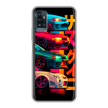 Силиконовый чехол на ZTE Blade A71 с принтом Гоночные машины