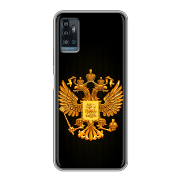 Силиконовый чехол на ZTE Blade A71 с принтом Герб России желтый Силиконовый чехол на ZTE Blade A71 с принтом Герб России желтый