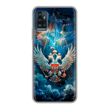 Силиконовый чехол на ZTE Blade A71 с принтом Герб флаг России