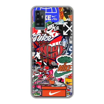 Силиконовый чехол на ZTE Blade A71 с принтом Найк Nike яркий