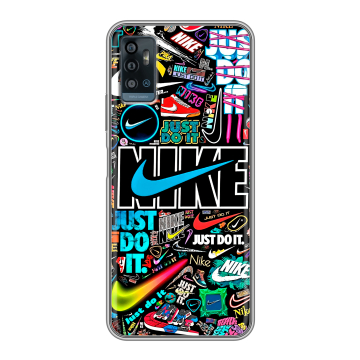 Силиконовый чехол на ZTE Blade A71 с принтом найк nike черный