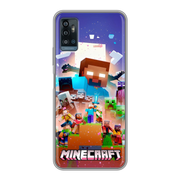 Силиконовый чехол на ZTE Blade A71 с принтом Майнкрафт Minecraft