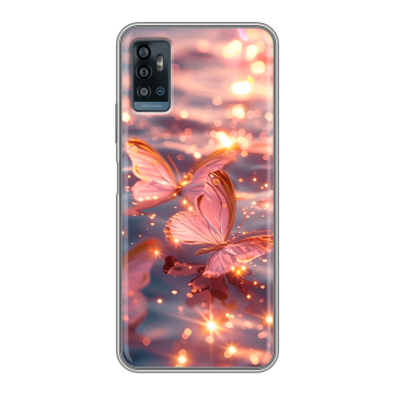 Силиконовый чехол на ZTE Blade A71 с принтом бабочки розовые Силиконовый чехол на ZTE Blade A71 с принтом бабочки розовые
