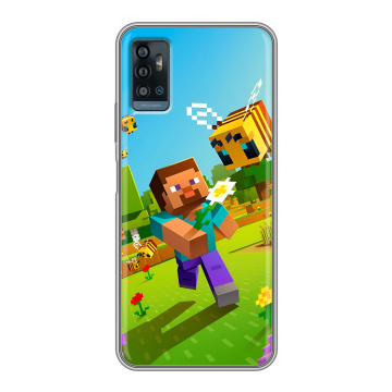 Силиконовый чехол на ZTE Blade A71 с принтом Майнкрафт Minecraft