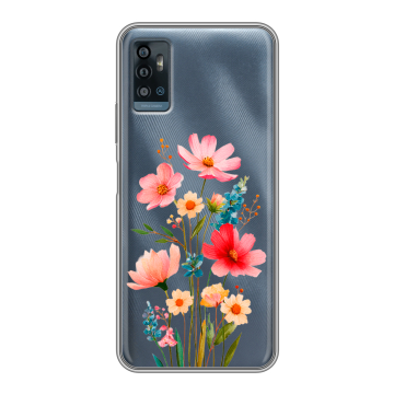 Силиконовый чехол на ZTE Blade A71 с принтом Цветы