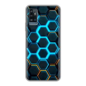 Силиконовый чехол на ZTE Blade A71 с принтом Неоновые соты