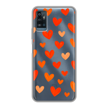 Силиконовый чехол на ZTE Blade A71 с принтом Сердечки