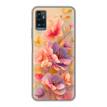 Силиконовый чехол на ZTE Blade A71 с принтом Цветы и бабочки Силиконовый чехол на ZTE Blade A71 с принтом Цветы и бабочки