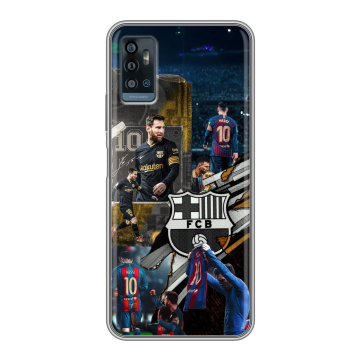 Силиконовый чехол на ZTE Blade A71 с принтом Messi Barcelona Силиконовый чехол на ZTE Blade A71 с принтом Messi Barcelona