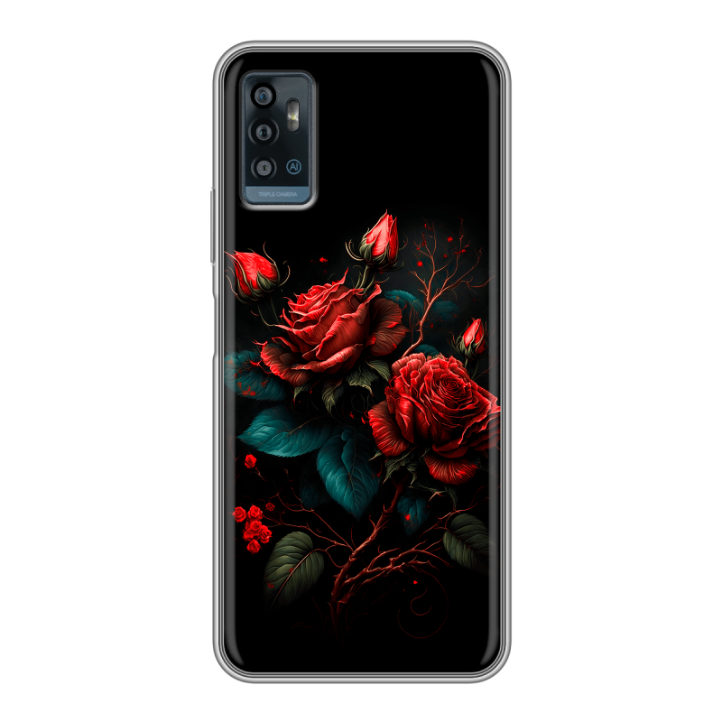 Силиконовый чехол на ZTE Blade A71 с принтом Розы красные Силиконовый чехол на ZTE Blade A71 с принтом Розы красные