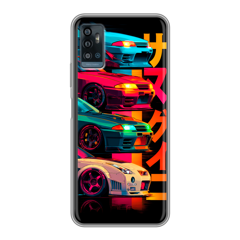 Силиконовый чехол на ZTE Blade A71 с принтом Гоночные машины Силиконовый чехол на ZTE Blade A71 с принтом Гоночные машины
