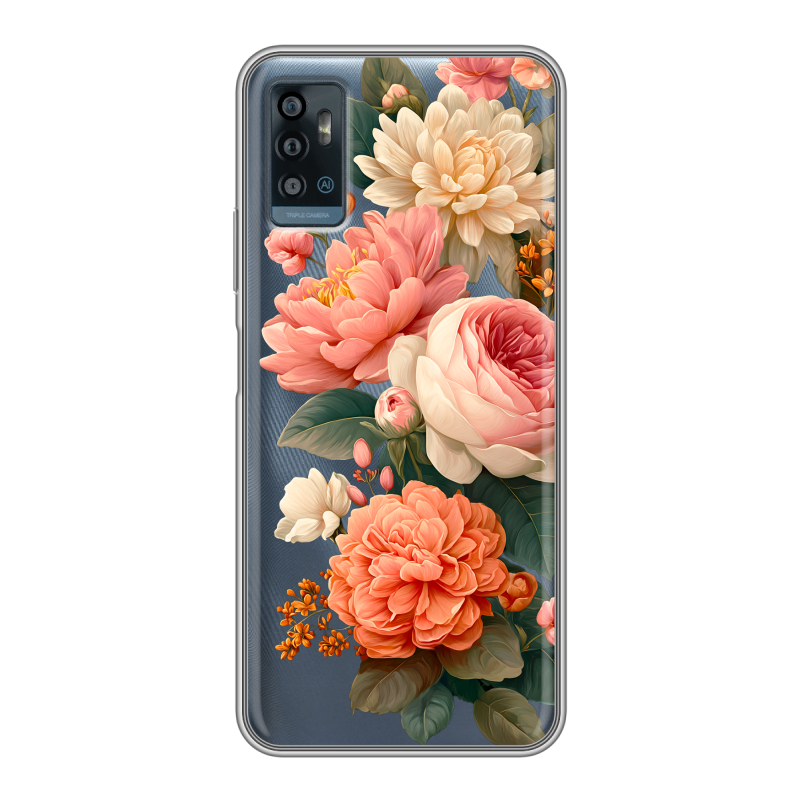 Силиконовый чехол на ZTE Blade A71 с принтом цветы Силиконовый чехол на ZTE Blade A71 с принтом цветы