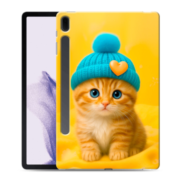 Силиконовый чехол на Samsung Galaxy Tab S7 FE с принтом Котенок в шапке