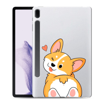 Силиконовый чехол на Samsung Galaxy Tab S7 FE с принтом Корги Силиконовый чехол на Samsung Galaxy Tab S7 FE с принтом Корги