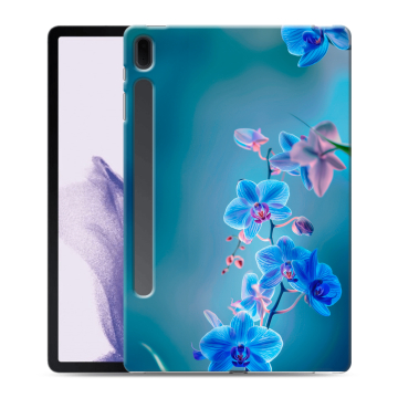 Силиконовый чехол на Samsung Galaxy Tab S7 FE с принтом Голубые цветы Силиконовый чехол на Samsung Galaxy Tab S7 FE с принтом Голубые цветы
