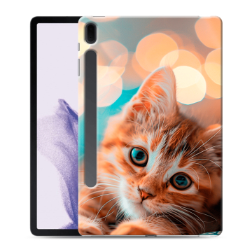 Силиконовый чехол на Samsung Galaxy Tab S7 FE с принтом котик Силиконовый чехол на Samsung Galaxy Tab S7 FE с принтом котик