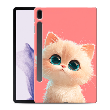 Силиконовый чехол на Samsung Galaxy Tab S7 FE с принтом Розовый котенок