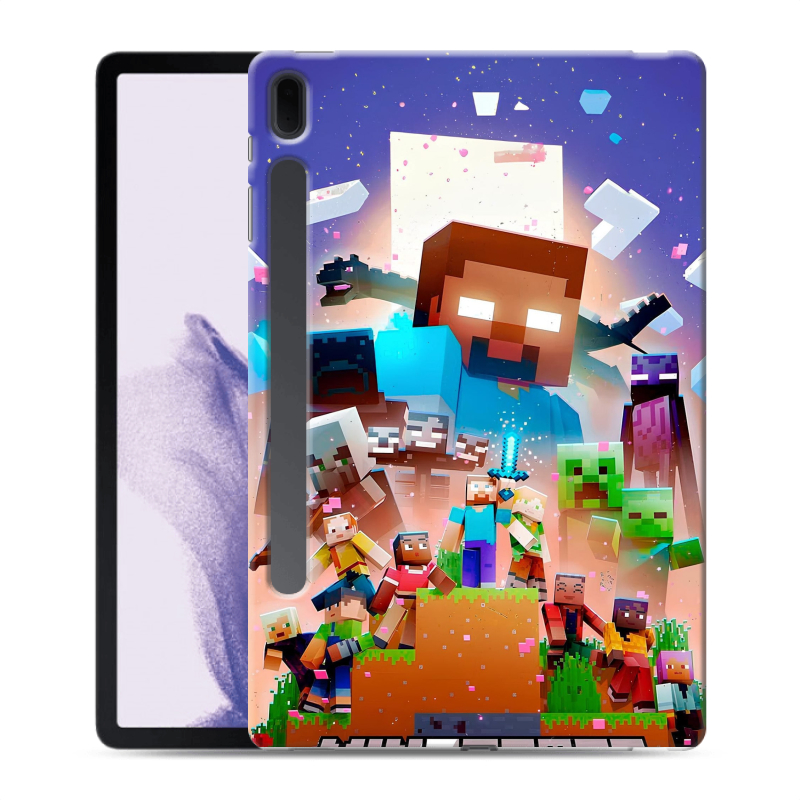 Силиконовый чехол на Samsung Galaxy Tab S7 FE с принтом Майнкрафт Minecraft Силиконовый чехол на Samsung Galaxy Tab S7 FE с принтом Майнкрафт Minecraft
