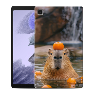 Силиконовый чехол на Samsung Galaxy Tab A7 lite с принтом Капибара с апельсином