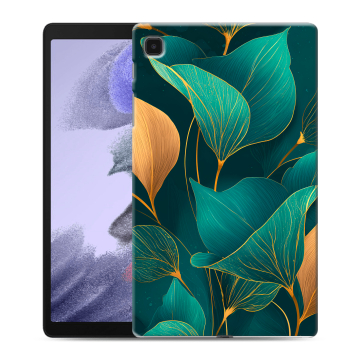 Силиконовый чехол на Samsung Galaxy Tab A7 lite с принтом Листья и золото