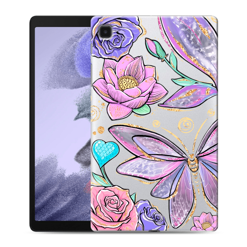 Силиконовый чехол на Samsung Galaxy Tab A7 lite с принтом Бабочки и цветы Силиконовый чехол на Samsung Galaxy Tab A7 lite с принтом Бабочки и цветы