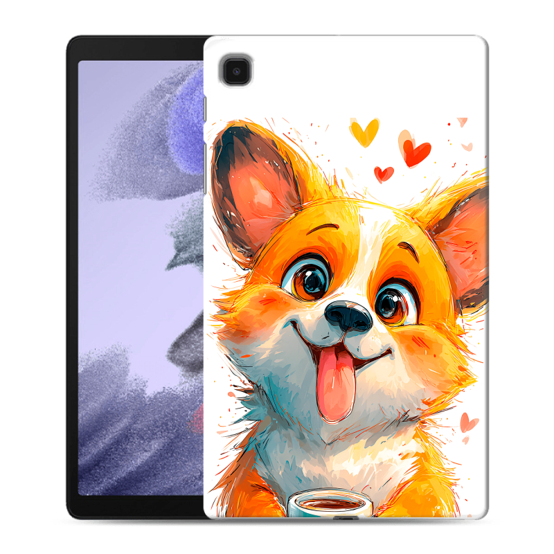 Силиконовый чехол на Samsung Galaxy Tab A7 lite с принтом корги Силиконовый чехол на Samsung Galaxy Tab A7 lite с принтом корги